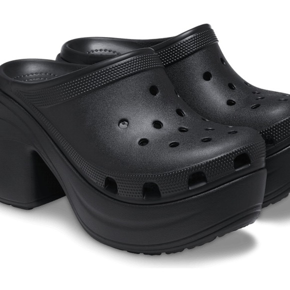 NEW Crocs Womens Classic Siren EVA Heel Platform Clog Black Noir or Bone Size 8 - Picture 4 of 10